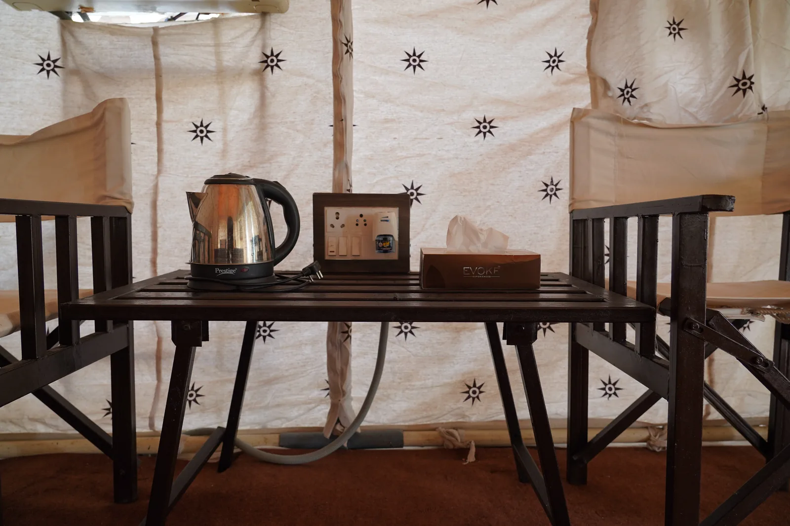 Deluxe AC Swiss Cottage bedding at Rann Utsav Tent City