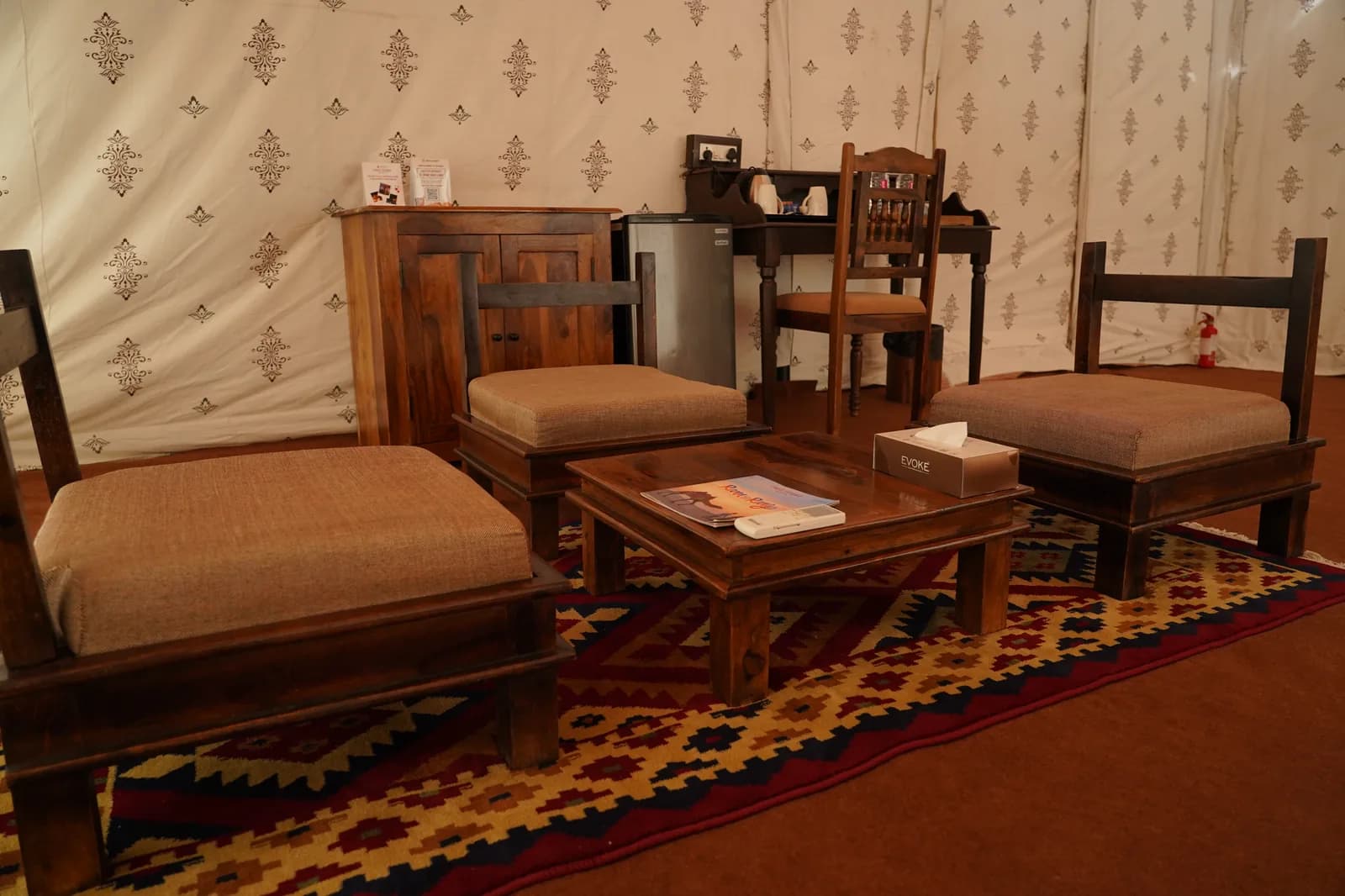 Rajwadi Suite furnishings at Dhordo Tent City